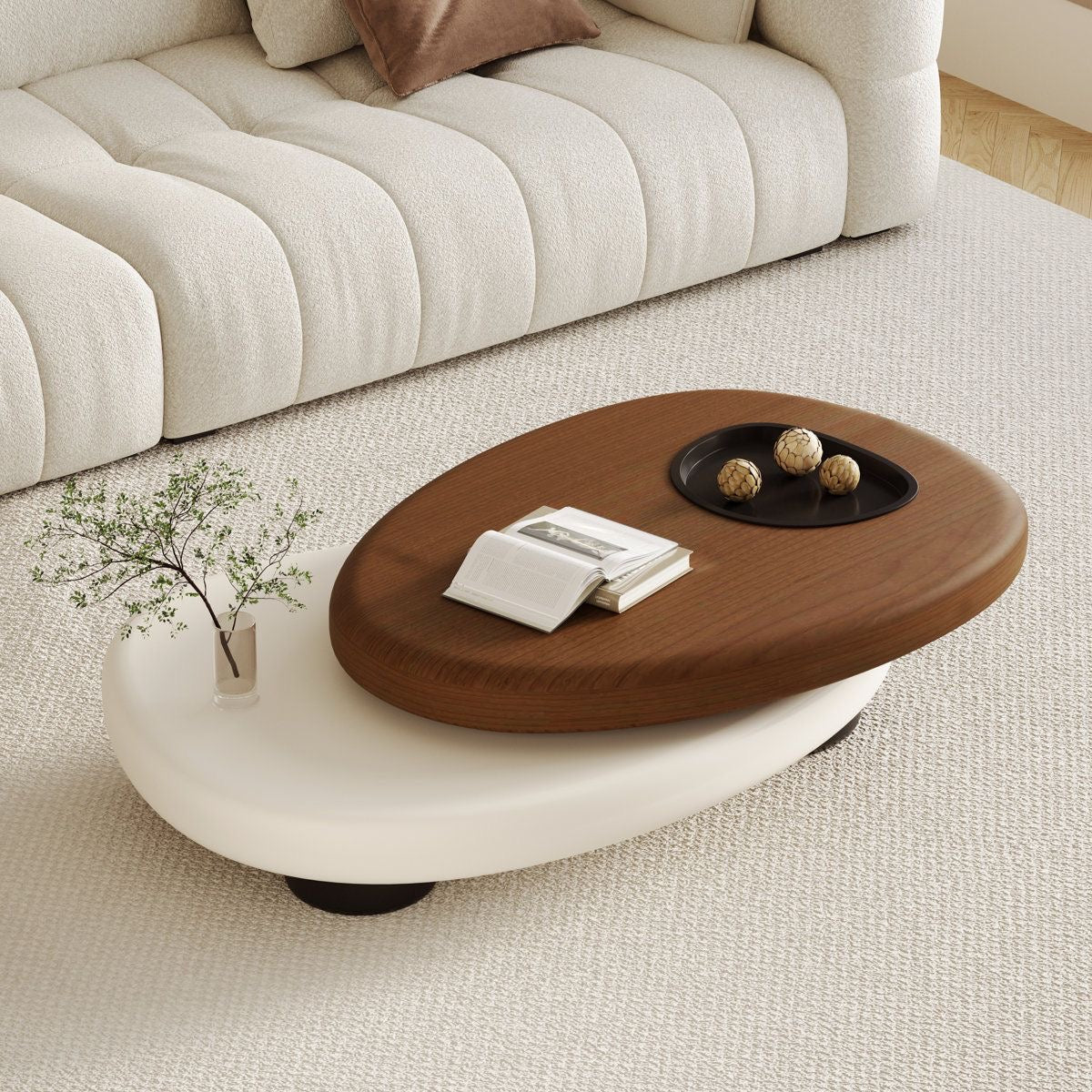 Two-Tier Wood & White Coffee Table