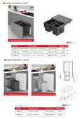 Waste Bin Mounted To Lid Soft Closing / Waste Bin Plastic Body with Telescopic Rail