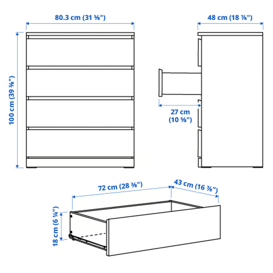 MALM chest of 4 drawers
